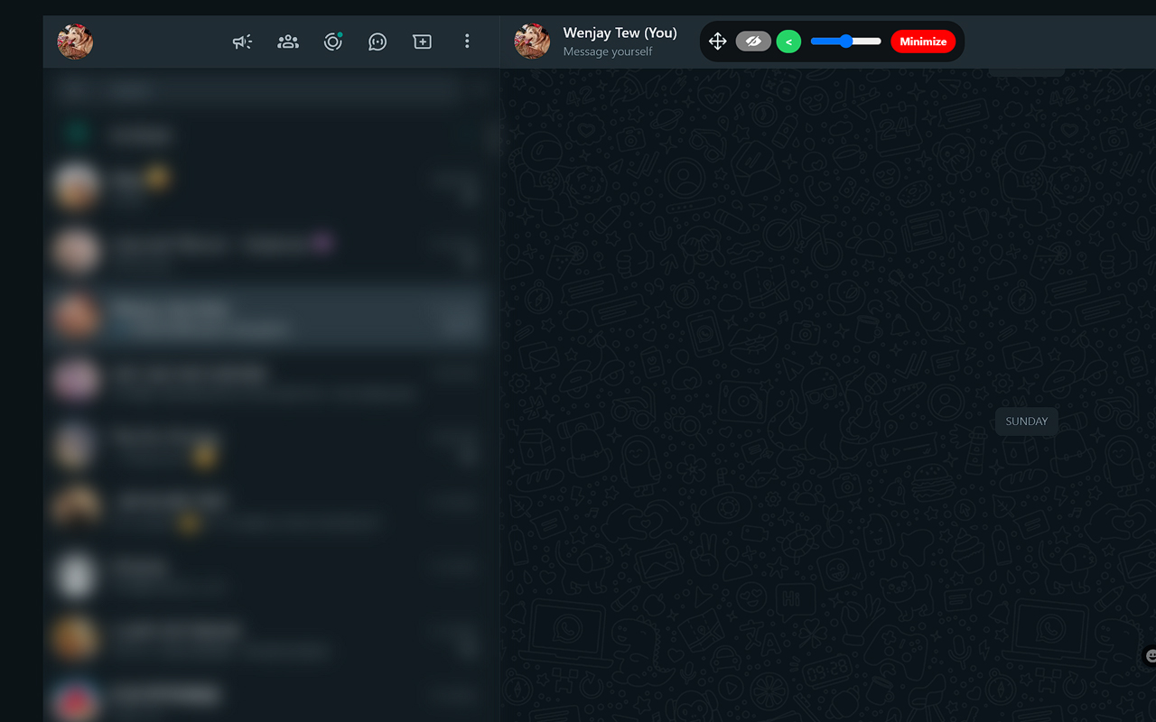 Whatsapp Web Contact Hide and Blur Toggle - 截图 1