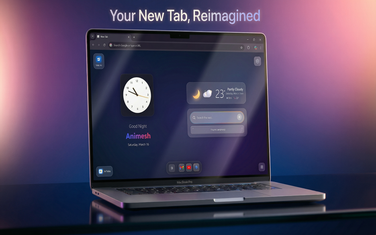 GNT: Glass New Tab – iOS Style Dashboard - 截图 2