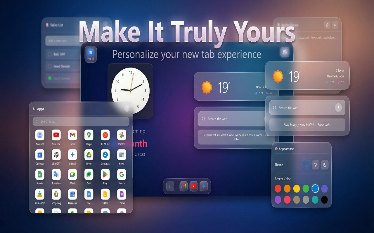 GNT: Glass New Tab – iOS Style Dashboard - 截图 4
