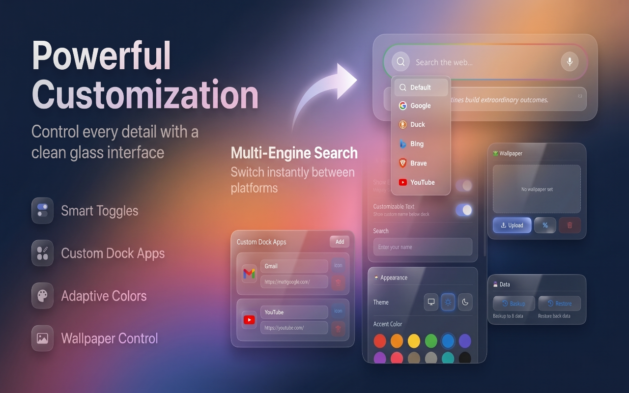 GNT: Glass New Tab – iOS Style Dashboard - 截图 5