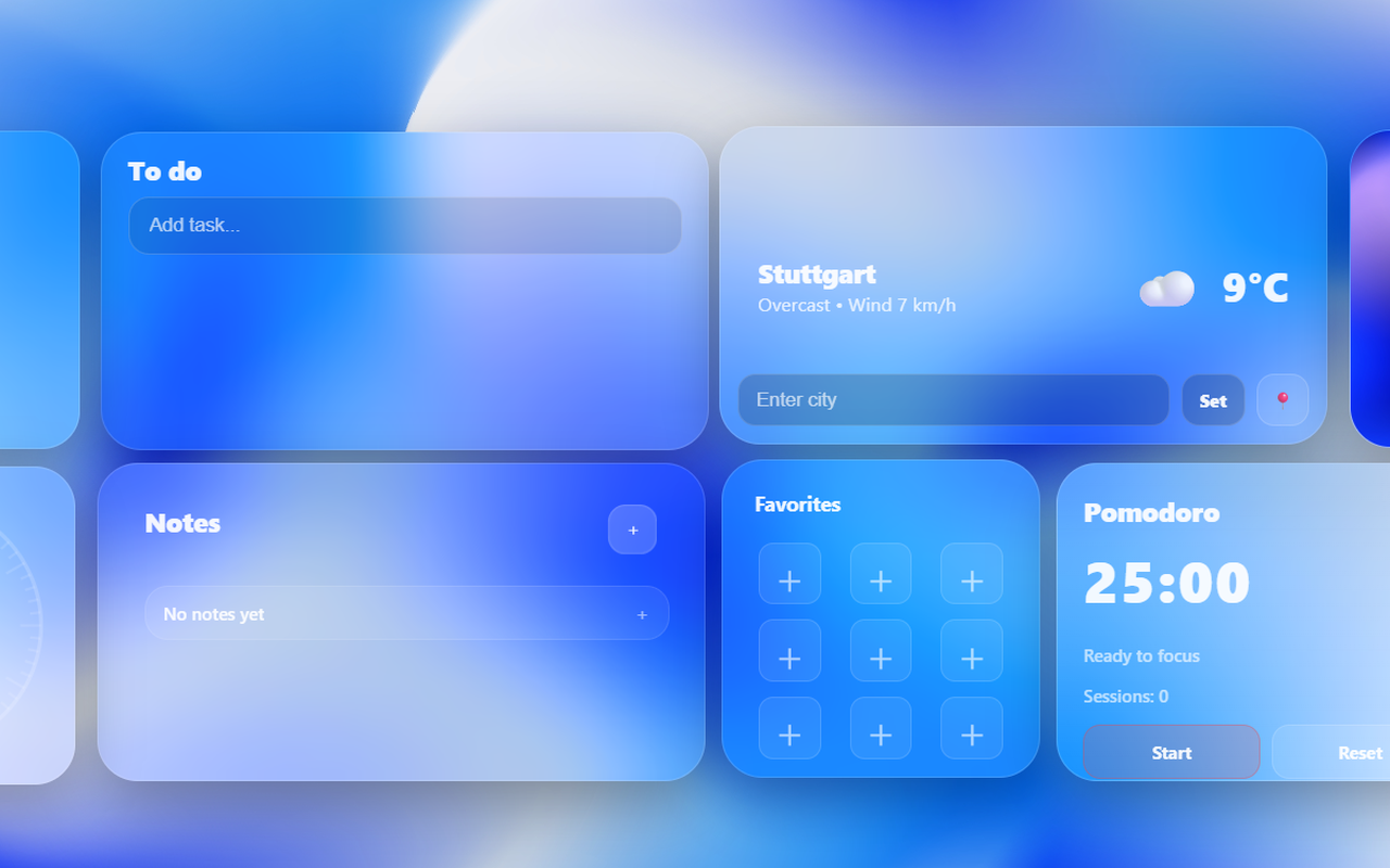 GNTD: Glass New Tab Dashboard - 截图 1