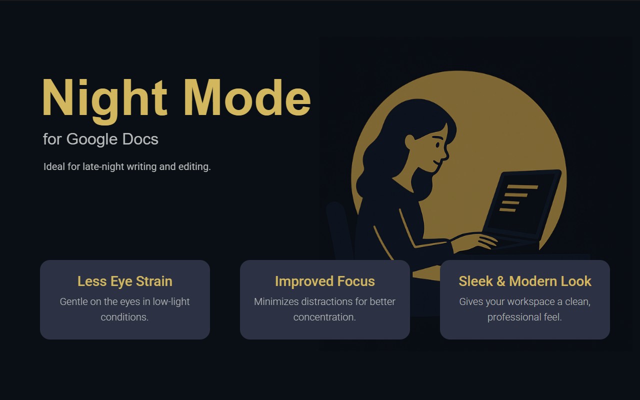 Google Docs Dark Mode Theme — Night Mode Extension - 截图 1