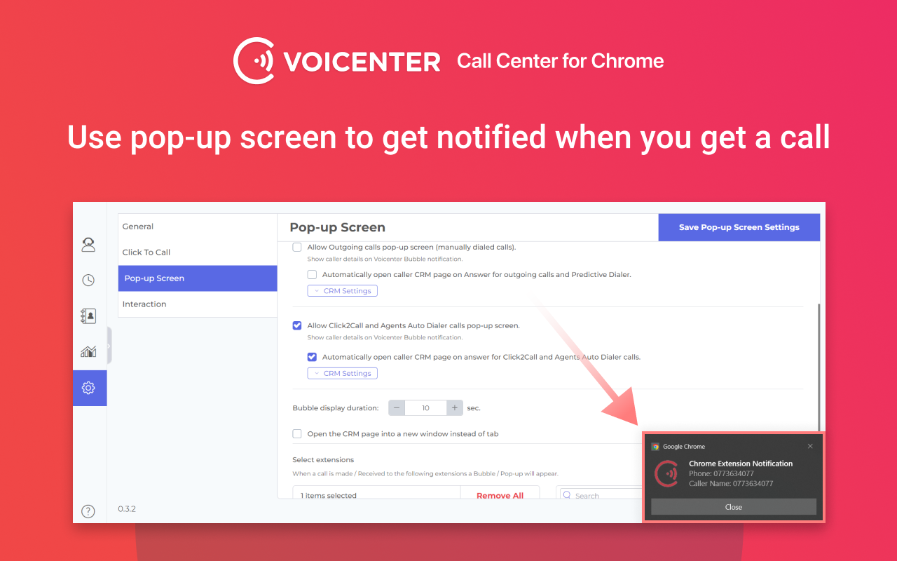 Voicenter Contact Center Chrome application - 截图 1
