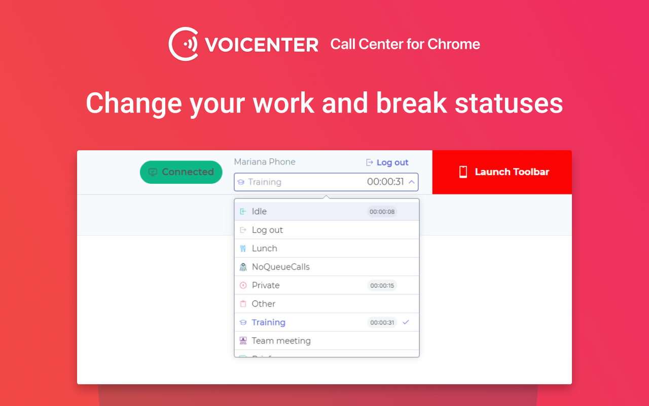 Voicenter Contact Center Chrome application - 截图 4