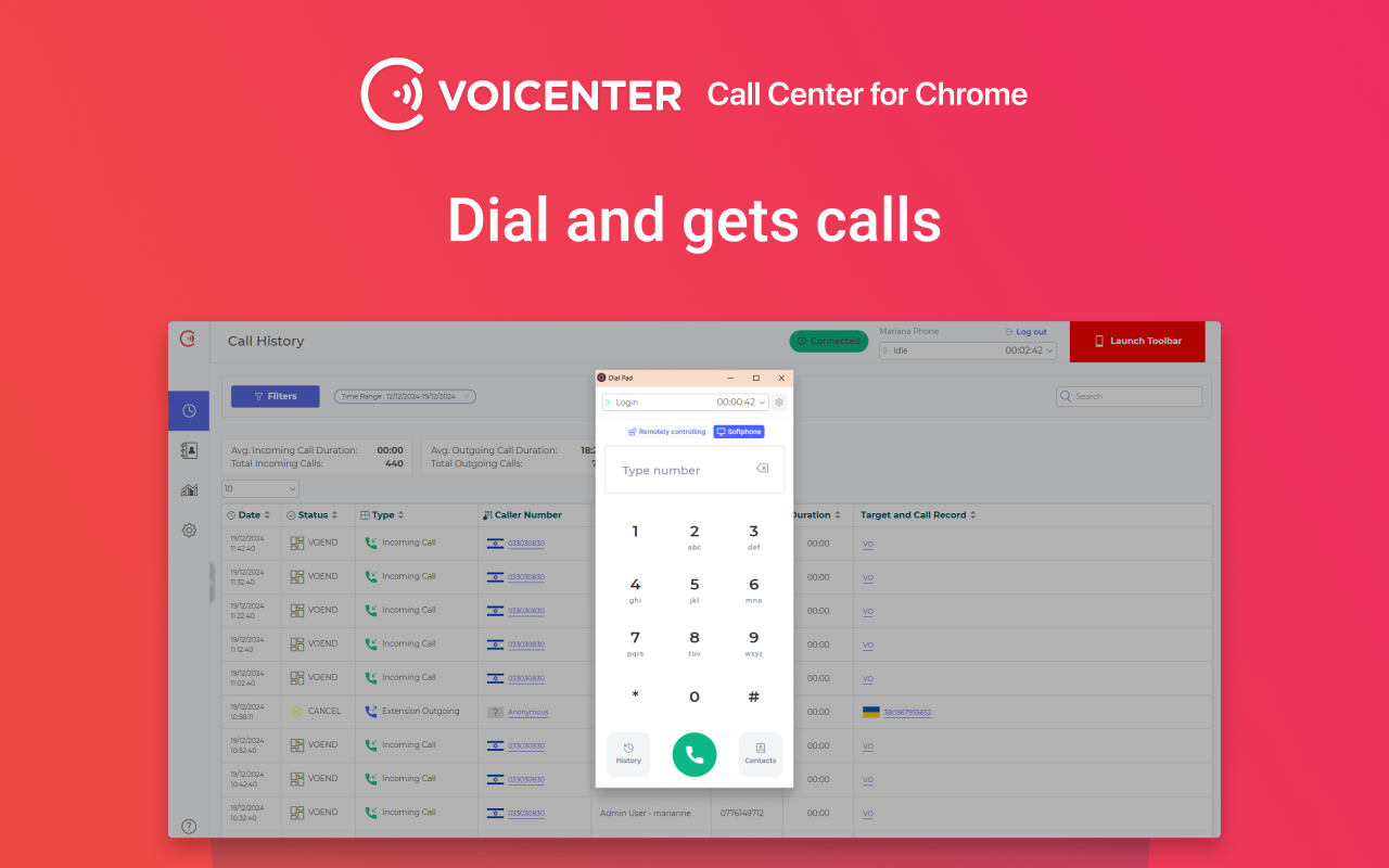Voicenter Contact Center Chrome application - 截图 5
