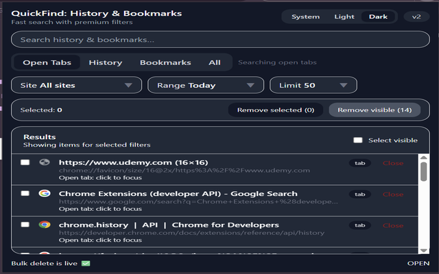 QuickFind: History, Bookmarks & Tabs - 截图 2