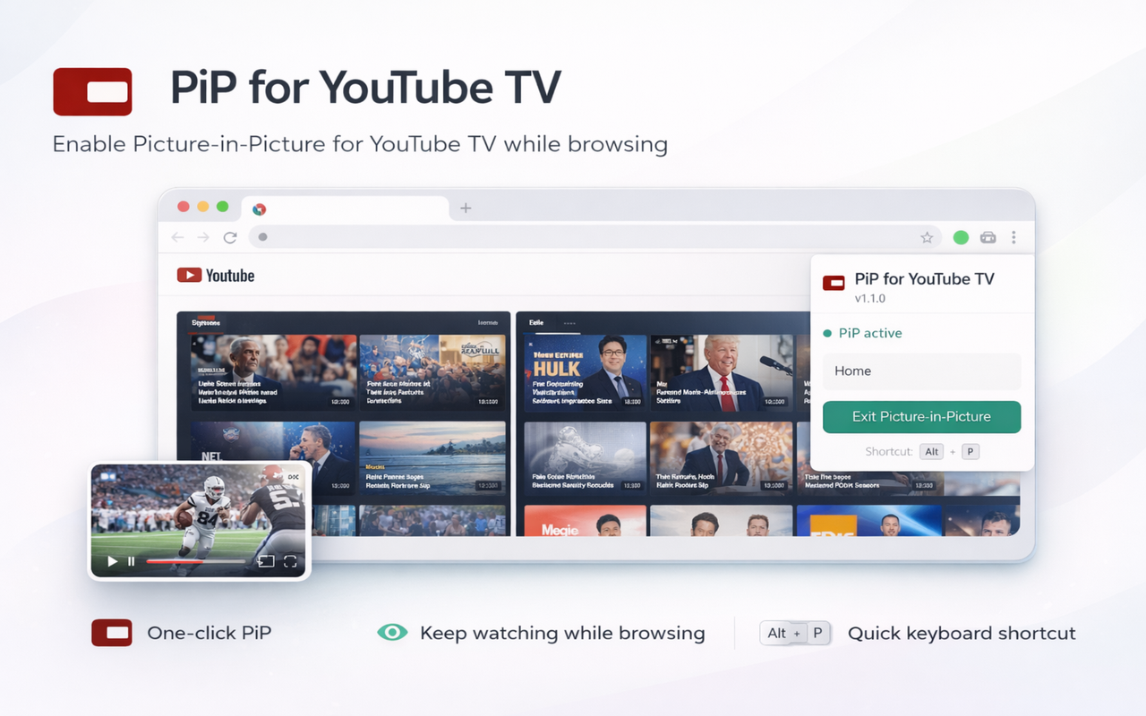 PiP for YouTube TV - 截图 1