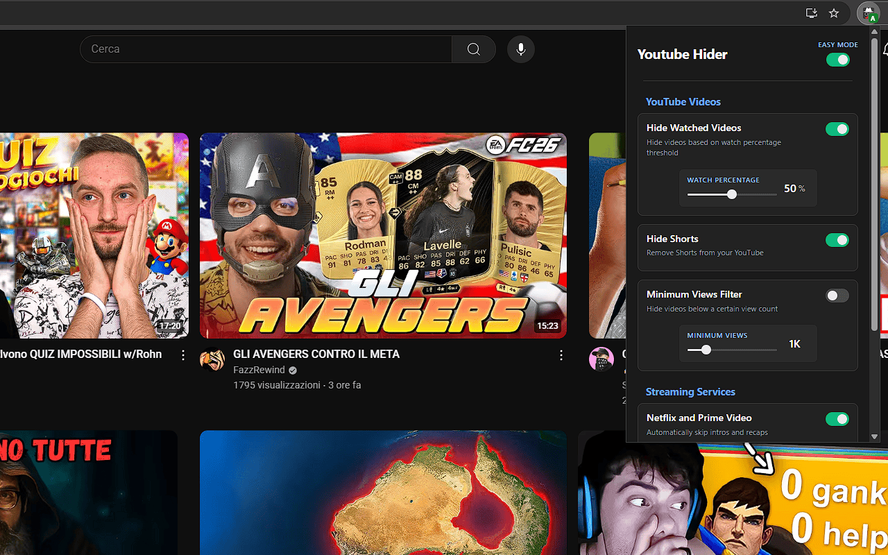 Youtube Hider: hide watched videos, Shorts and low views - 截图 2
