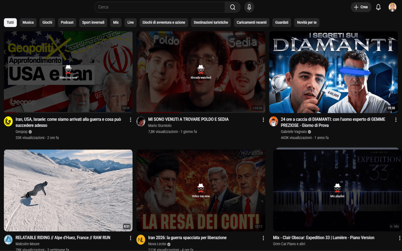 Youtube Hider: hide watched videos, Shorts and low views - 截图 5