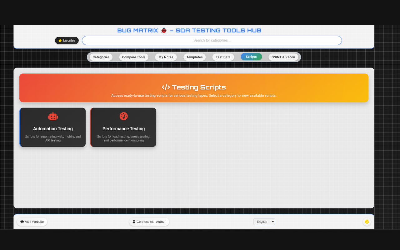 Bug Matrix 🐞 – SQA Testing Tools Hub - 截图 1