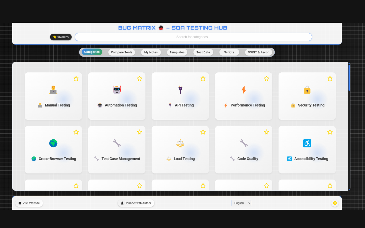 Bug Matrix 🐞 – SQA Testing Tools Hub - 截图 3