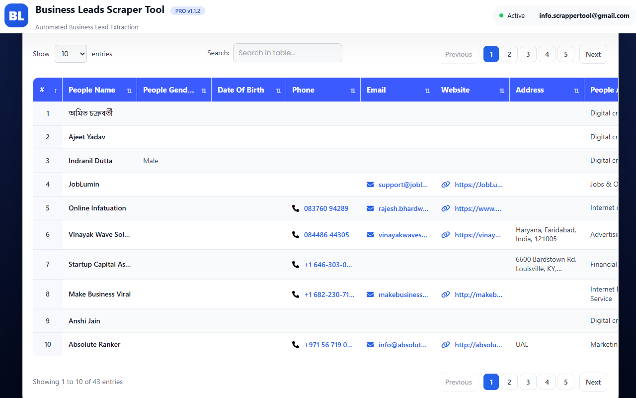 Business Leads Scraper Tool – Extract Leads from Social Search - 截图 2