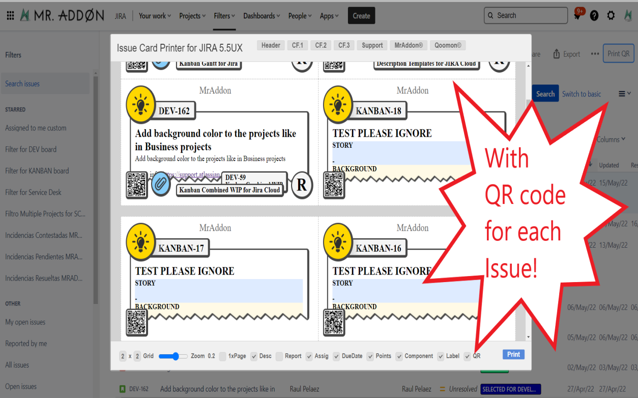 QR Issue Card Printer PRO for JIRA Cloud - 截图 4