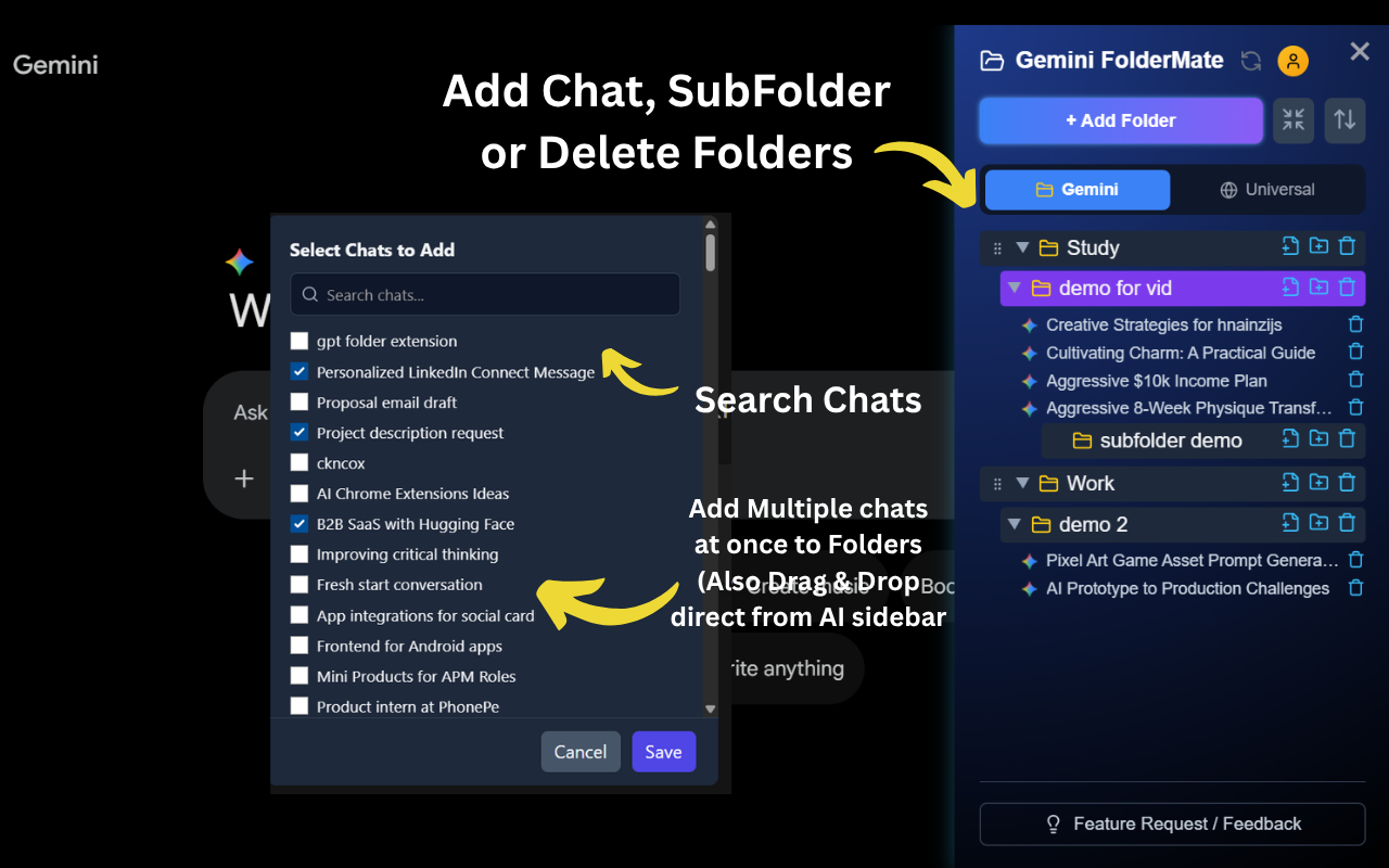 Gemini with Folders, Prompts, Foldermate for Gemini, Chatgpt, Grok - 截图 3
