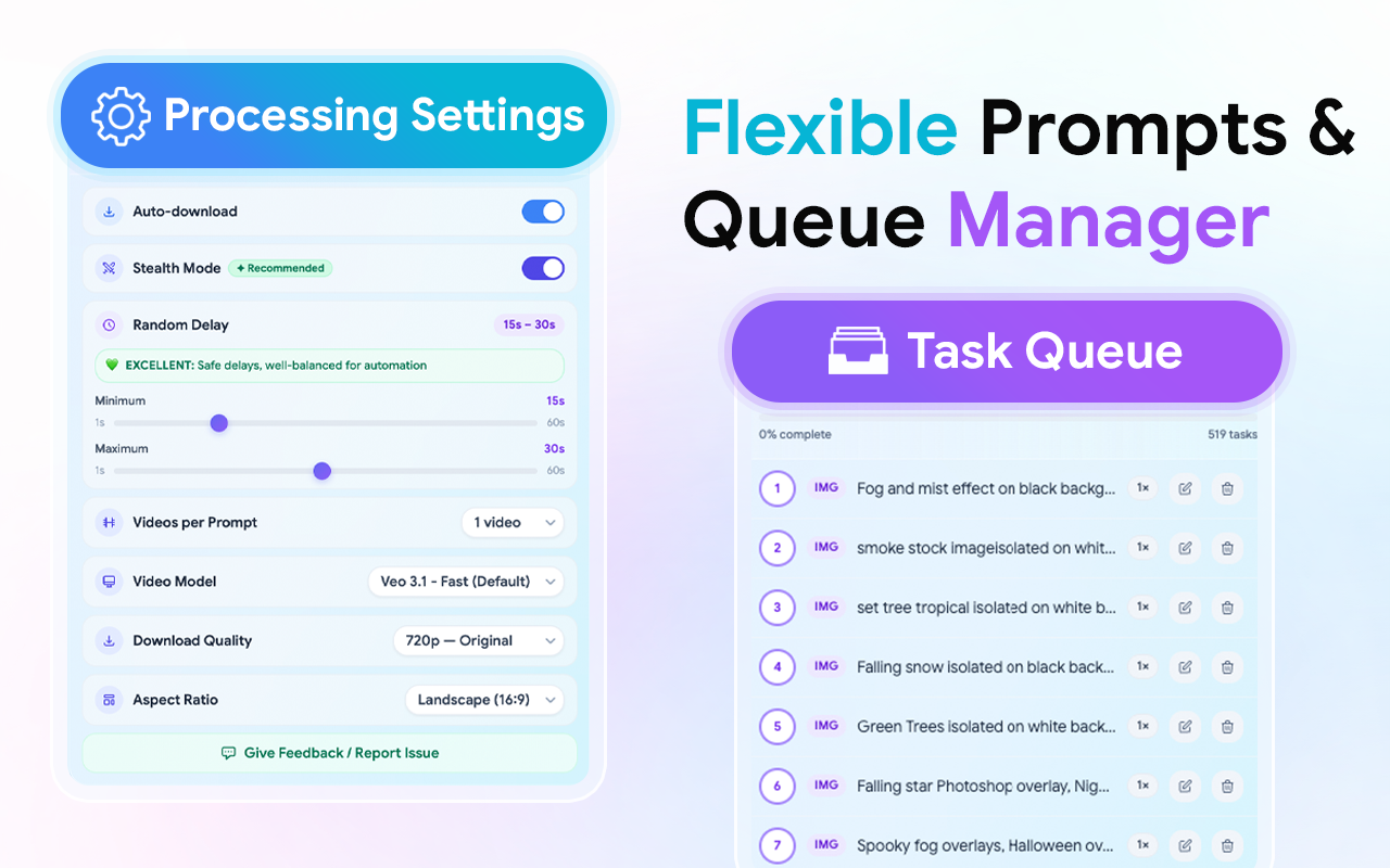 Flow Automator - Bulk AI Video Generation Toolkit for Google Flow & VEO AI - 截图 1