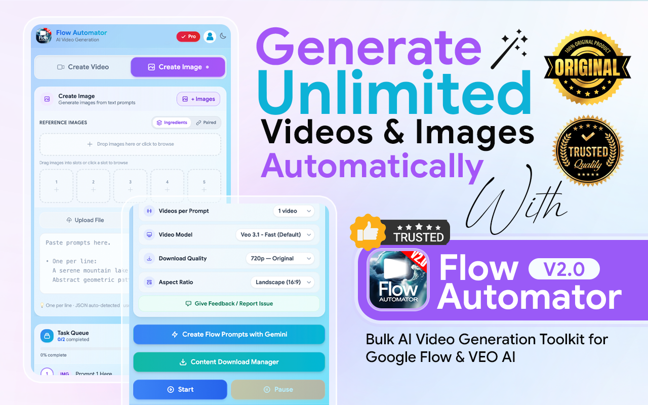 Flow Automator - Bulk AI Video Generation Toolkit for Google Flow & VEO AI - 截图 3