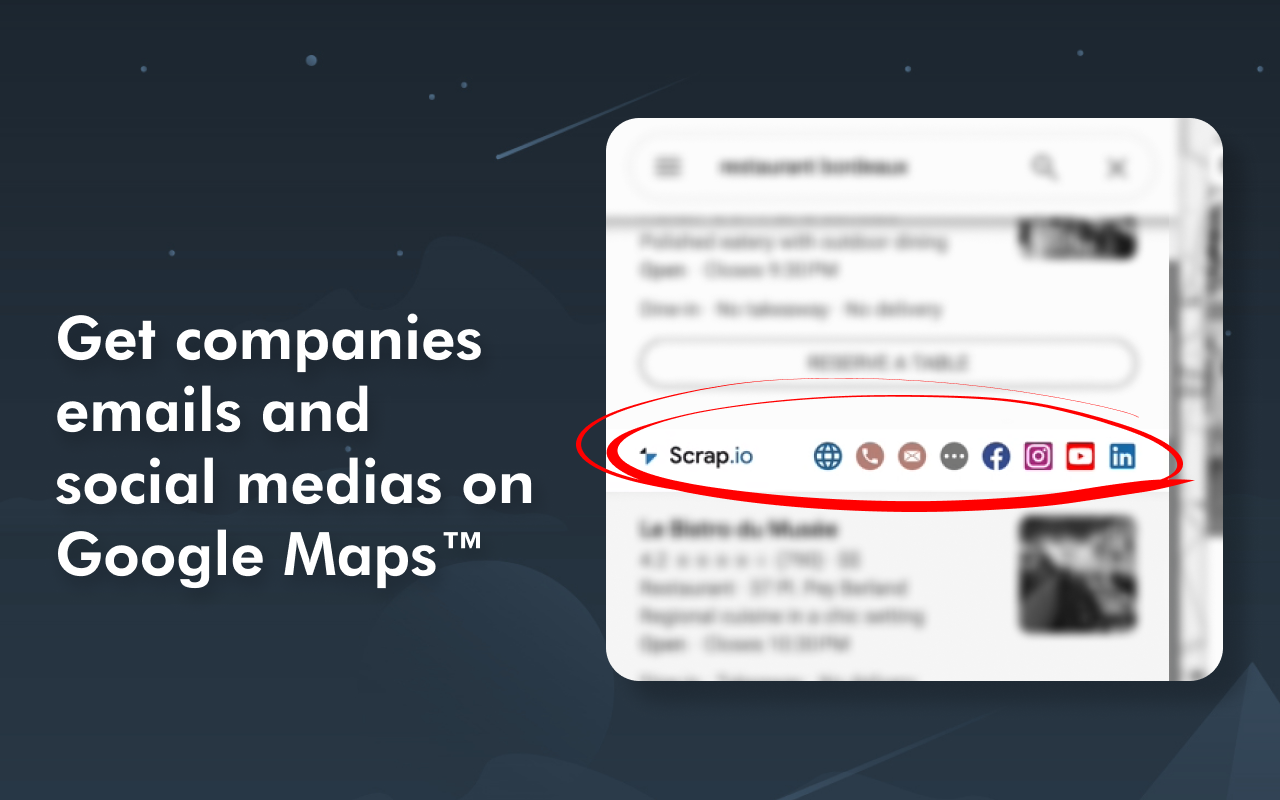 Emails on Google Maps for free - Scrap.io Maps Connect - 截图 2