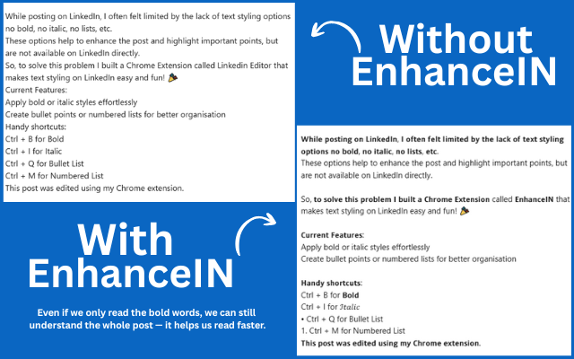 EnhanceIn - Bold, Italic, Lists & Format Your LinkedIn Posts with AI - 截图 2