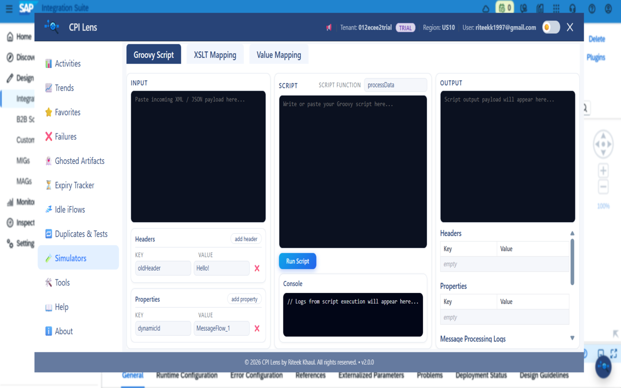 CPI Lens: SAP Integration Suite Inspector - 截图 1