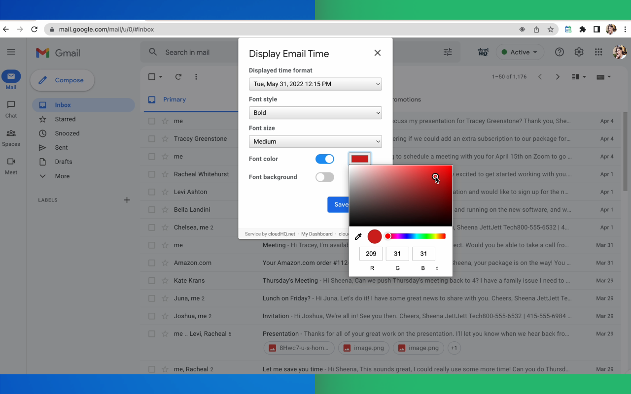 Display Email Time by cloudHQ - 截图 4