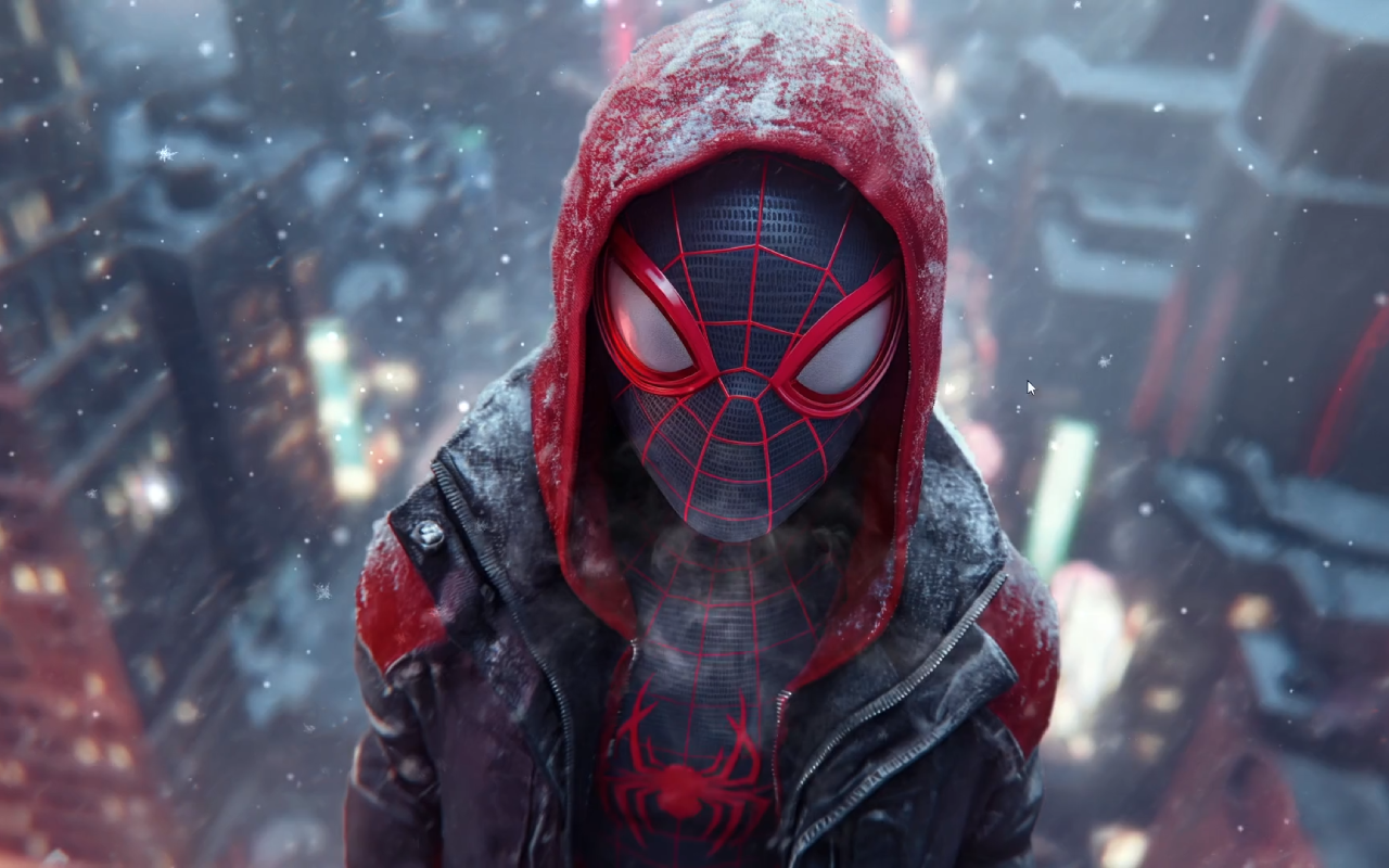 Ender Miles Morales Snow Time Live Spiderman Wallpaper - 截图 4