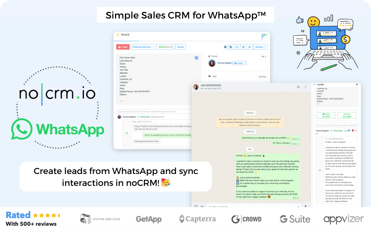noCRM: Simple Sales CRM for WhatsApp™ - 截图 2