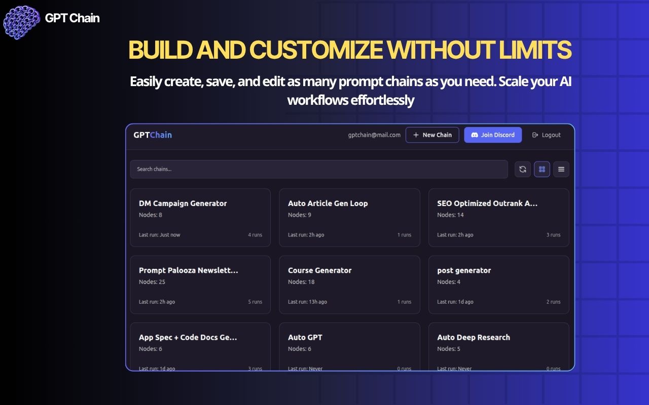 GPTChain - ChatGPT Prompt Chain Automation & AI Builder - 截图 1