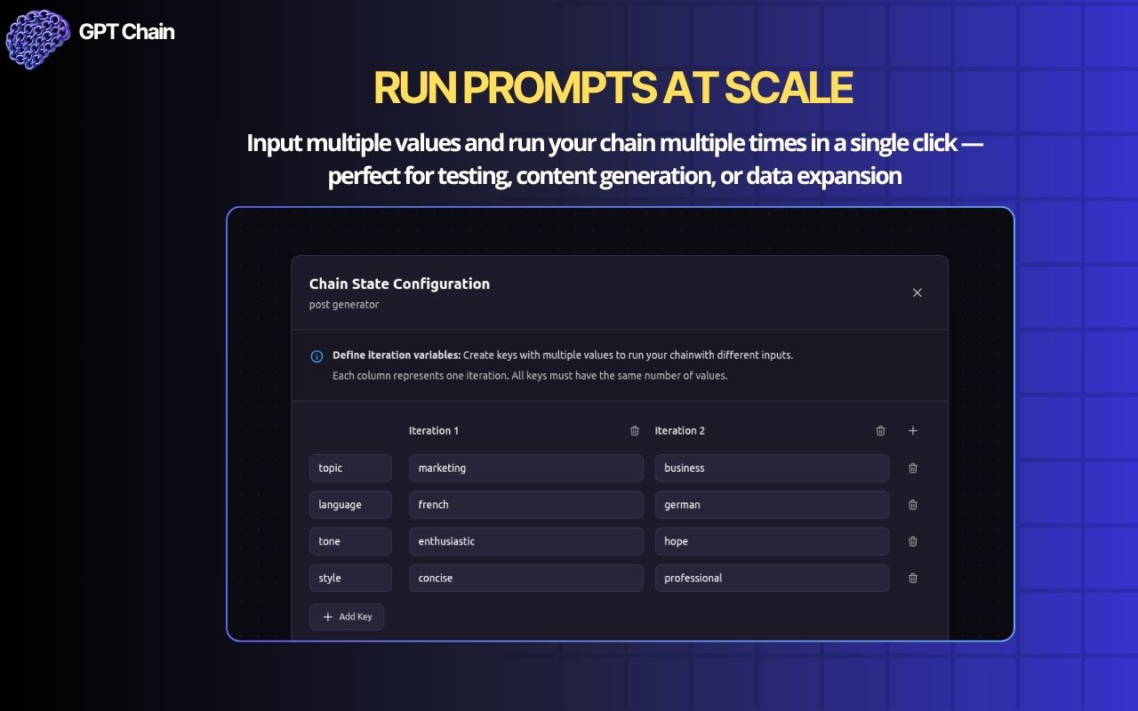GPTChain - ChatGPT Prompt Chain Automation & AI Builder - 截图 3