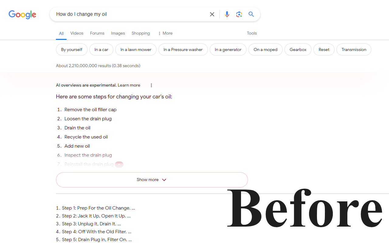Hide Google AI Overviews - 截图 2