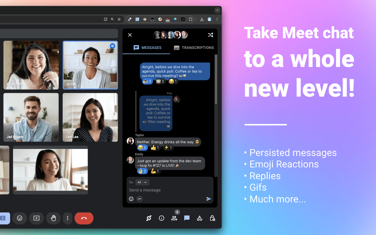 Better Chat: Chat Power-Ups for Google Meet™ - 截图 5