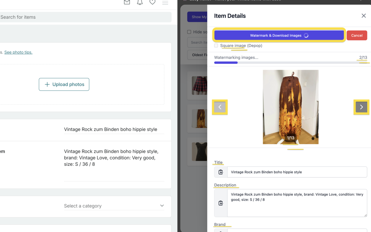 Easy Relist - Relist your Vinted items with watermarks - 截图 5