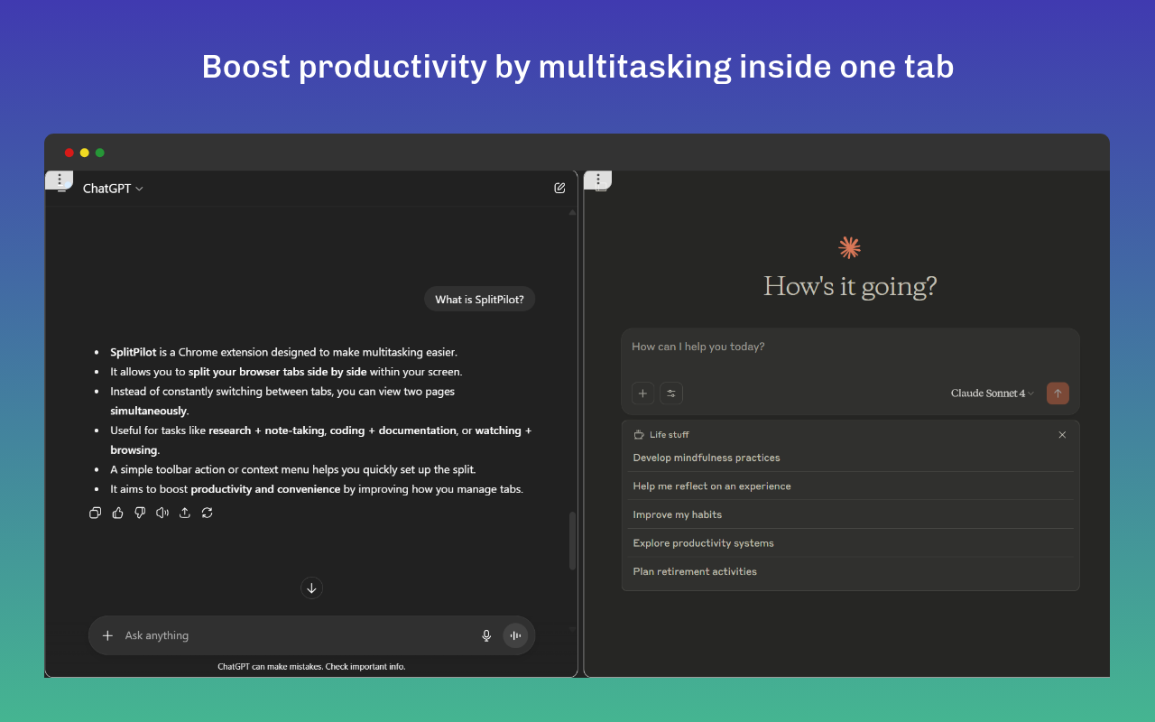 SplitPilot - Split Screen for Chrome - 截图 1