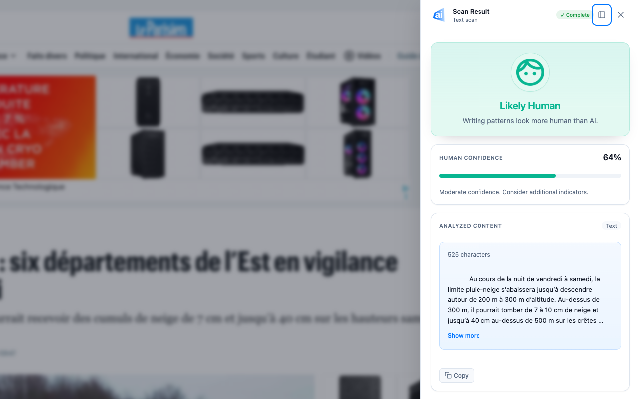 UncovAI | Deepfake Detector, AI-Generated Text & Image Scan, Phishing URLs - 截图 2