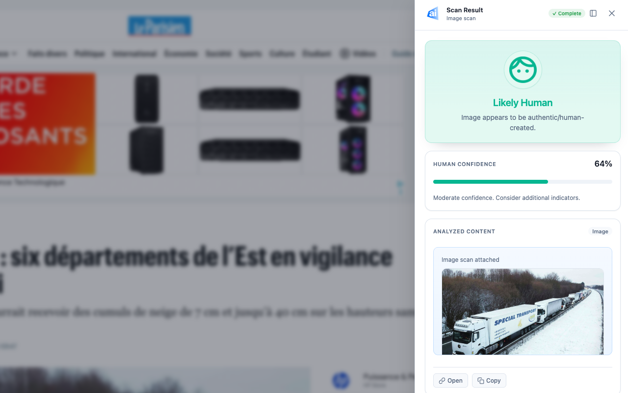 UncovAI | Deepfake Detector, AI-Generated Text & Image Scan, Phishing URLs - 截图 3