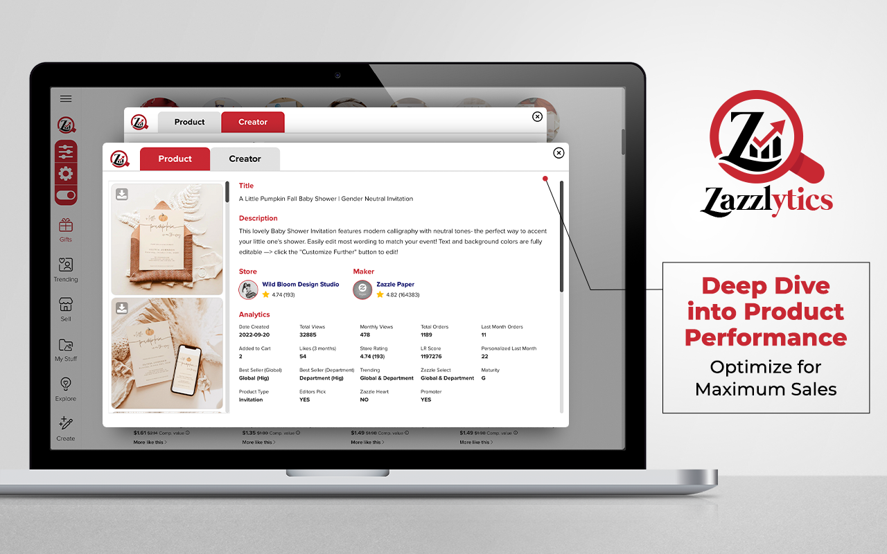 Zazzlytics - Zazzle Keyword Research and Marketplace Analytics - 截图 1