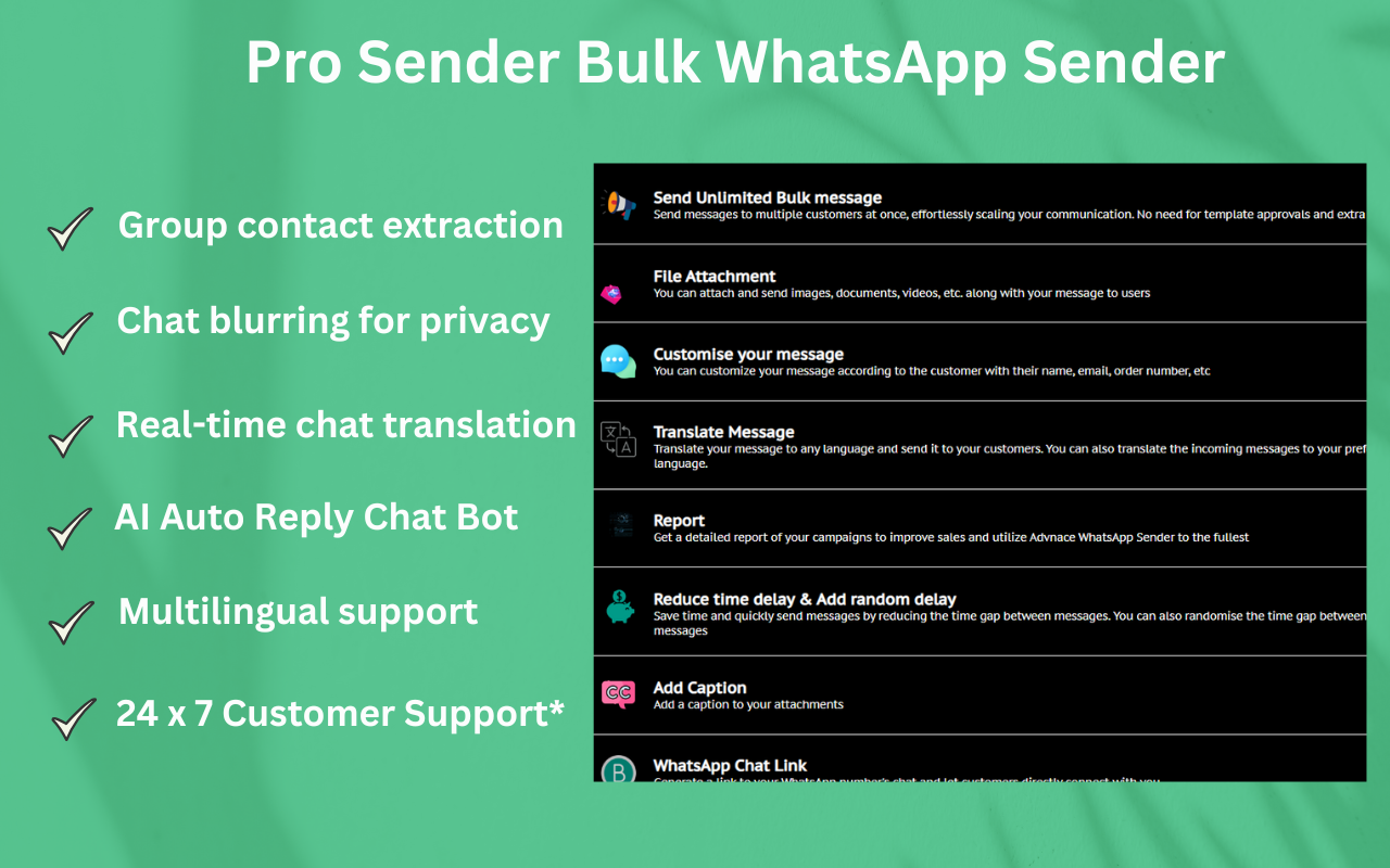 Pro Sender - Free Bulk WhatsApp Sender - 截图 2