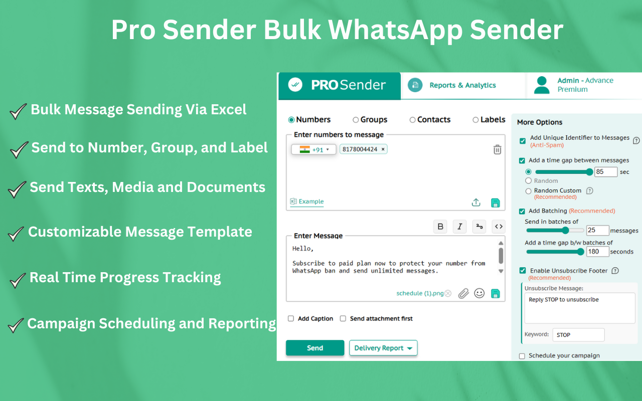 Pro Sender - Free Bulk WhatsApp Sender - 截图 3