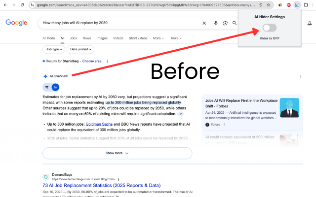 Google AI Overview Hider - 截图 2