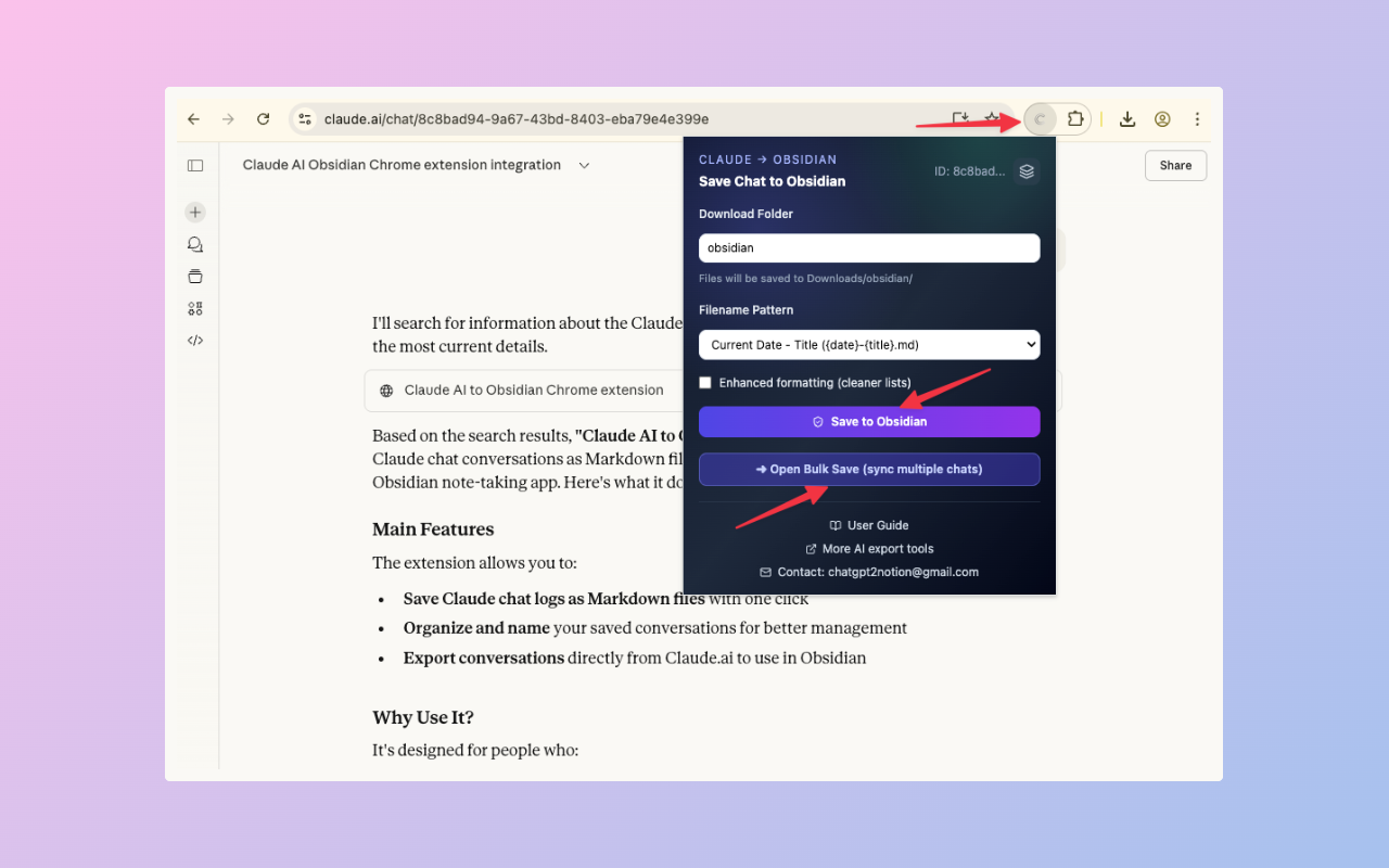 Claude 导出到 Obsidian/Markdown - 截图 2