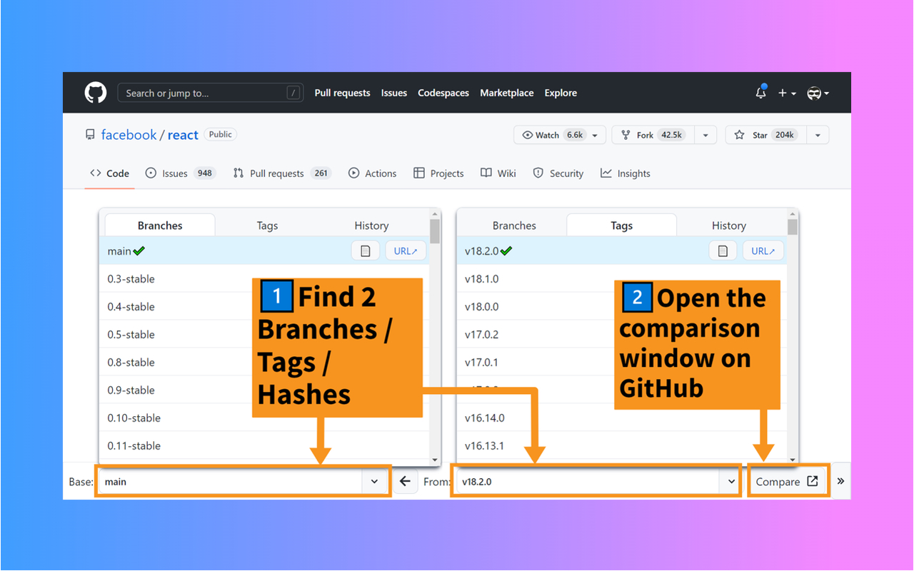 GitHub Compare Online - 截图 3
