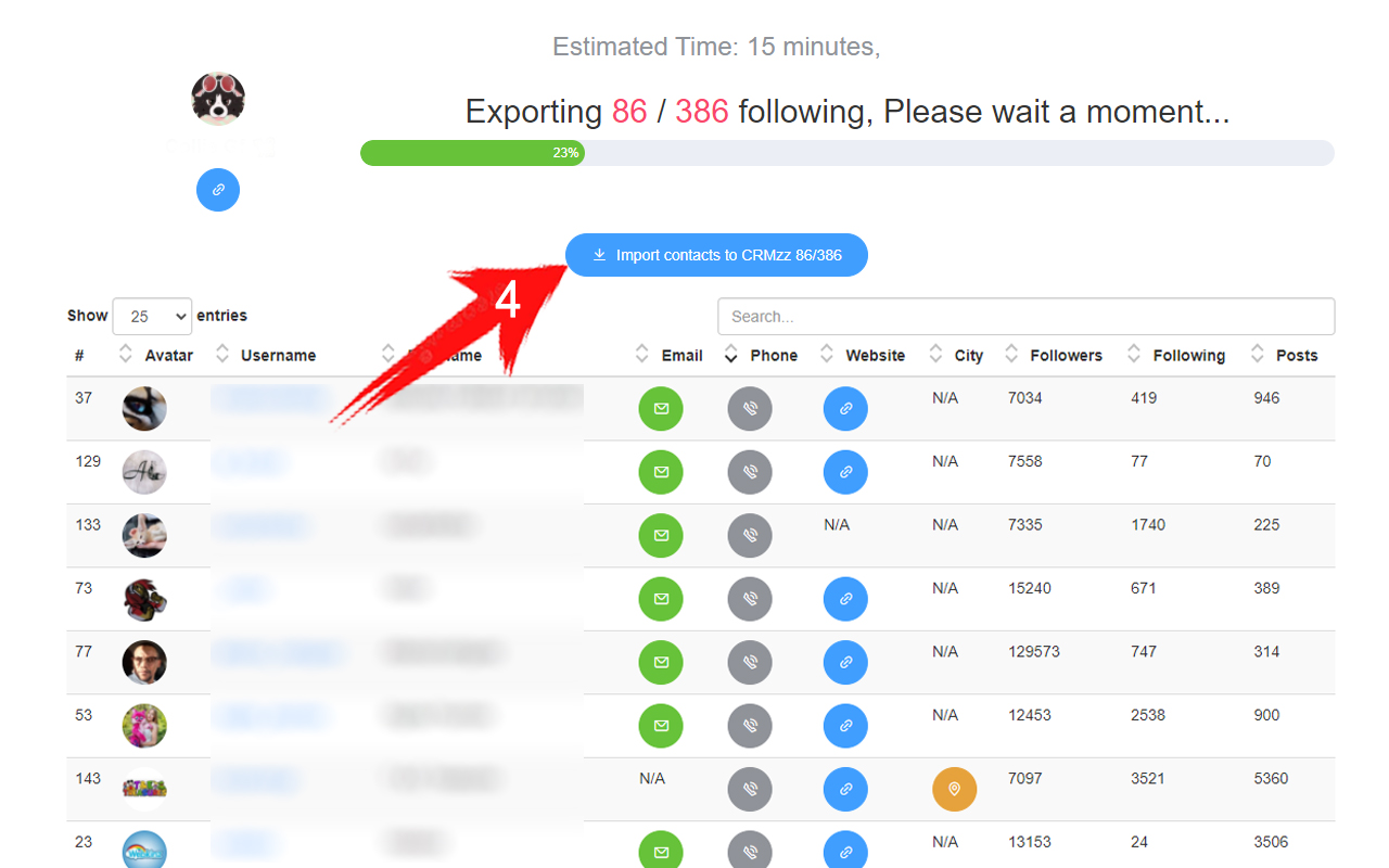 CRMzz - Instagram Contacts Importer - 截图 1