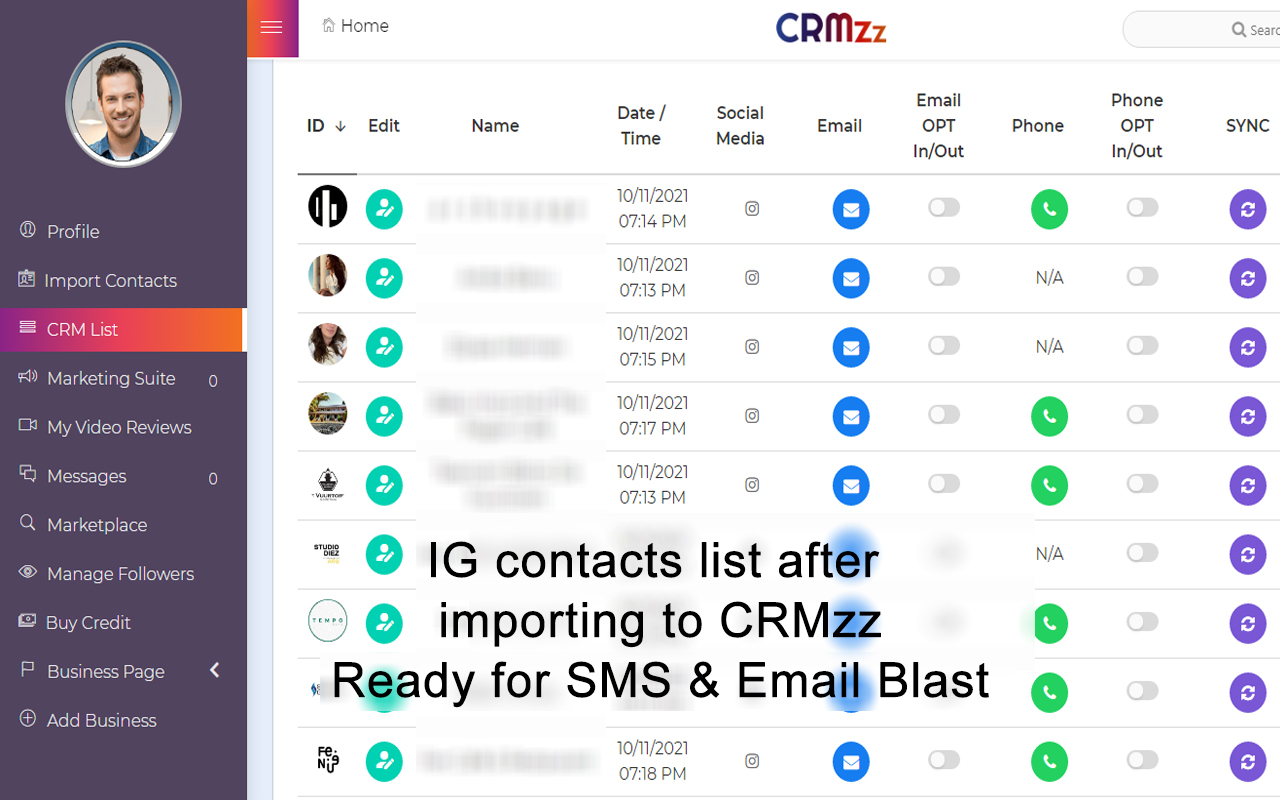 CRMzz - Instagram Contacts Importer - 截图 3