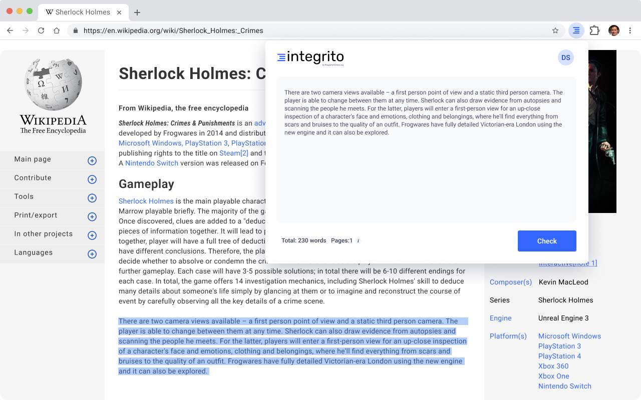 Integrito — Analyze Text, Check Plagiarism&AI - 截图 1