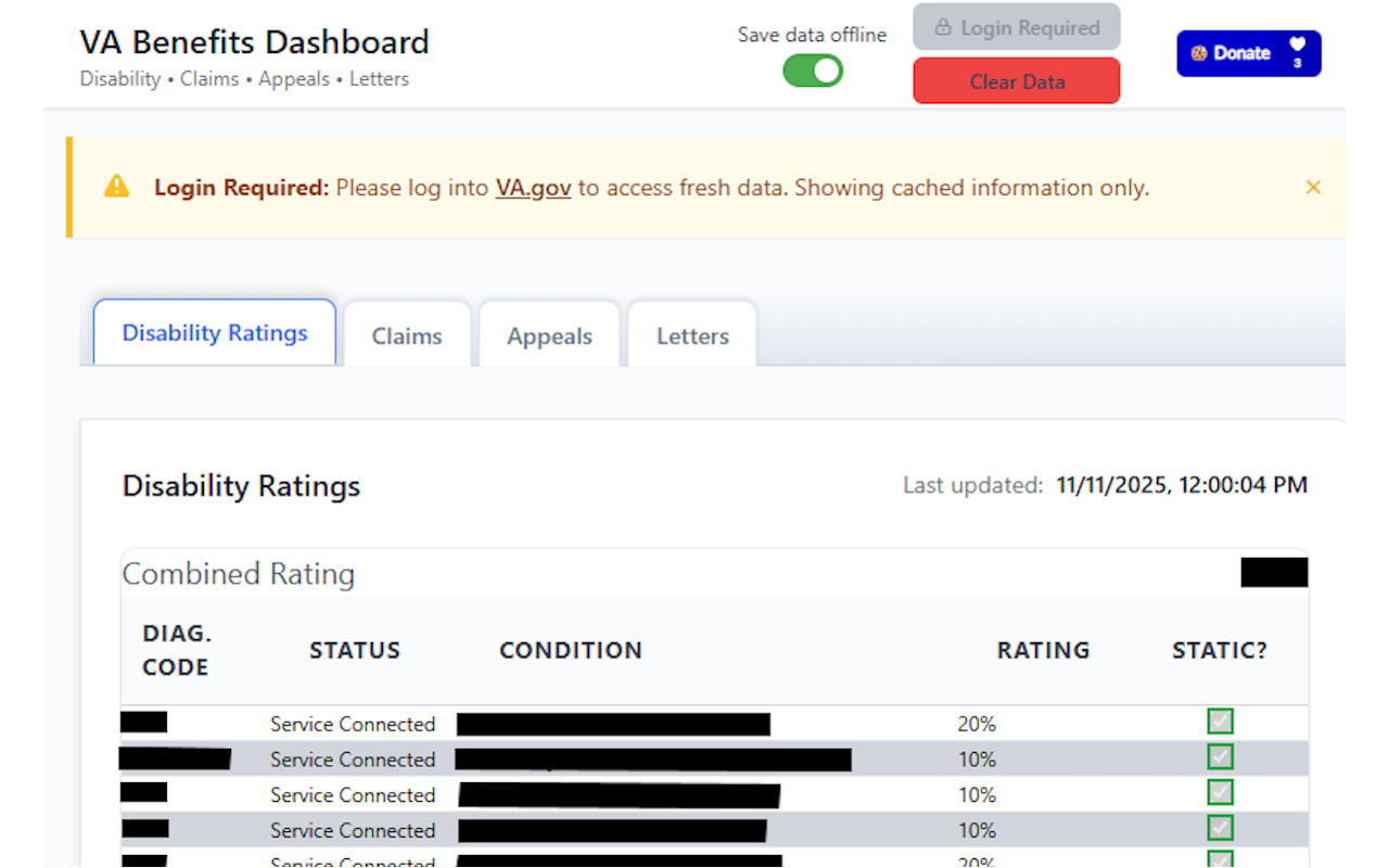 VA Benefits Dashboard - 截图 3