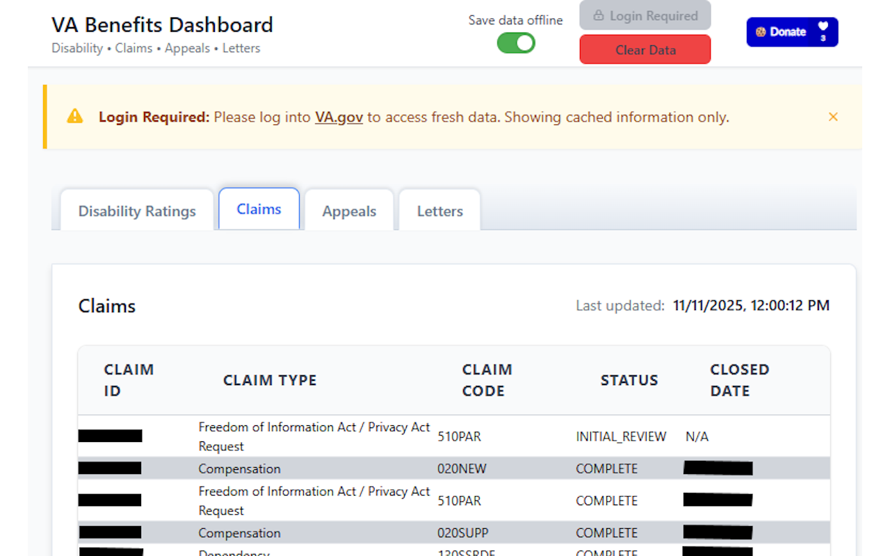 VA Benefits Dashboard - 截图 5