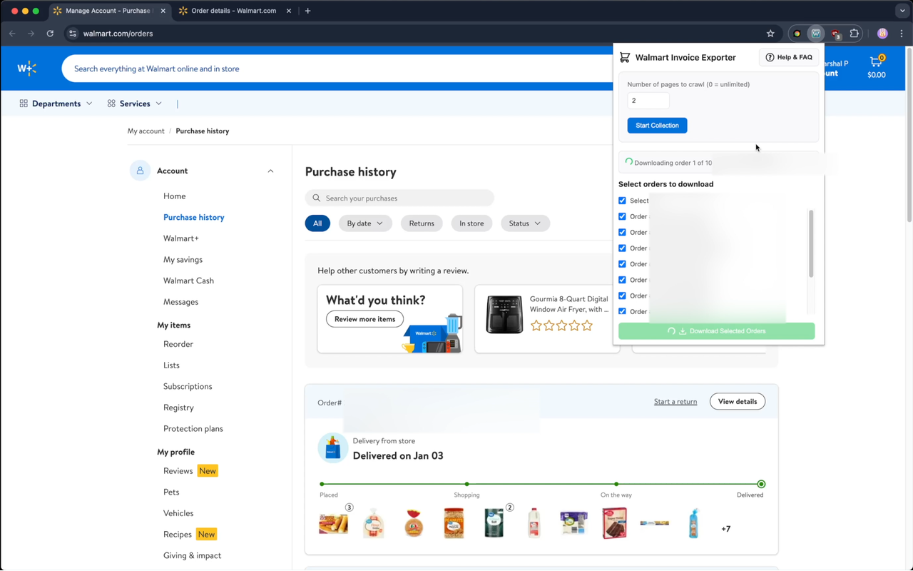Walmart Invoice Exporter - 截图 2