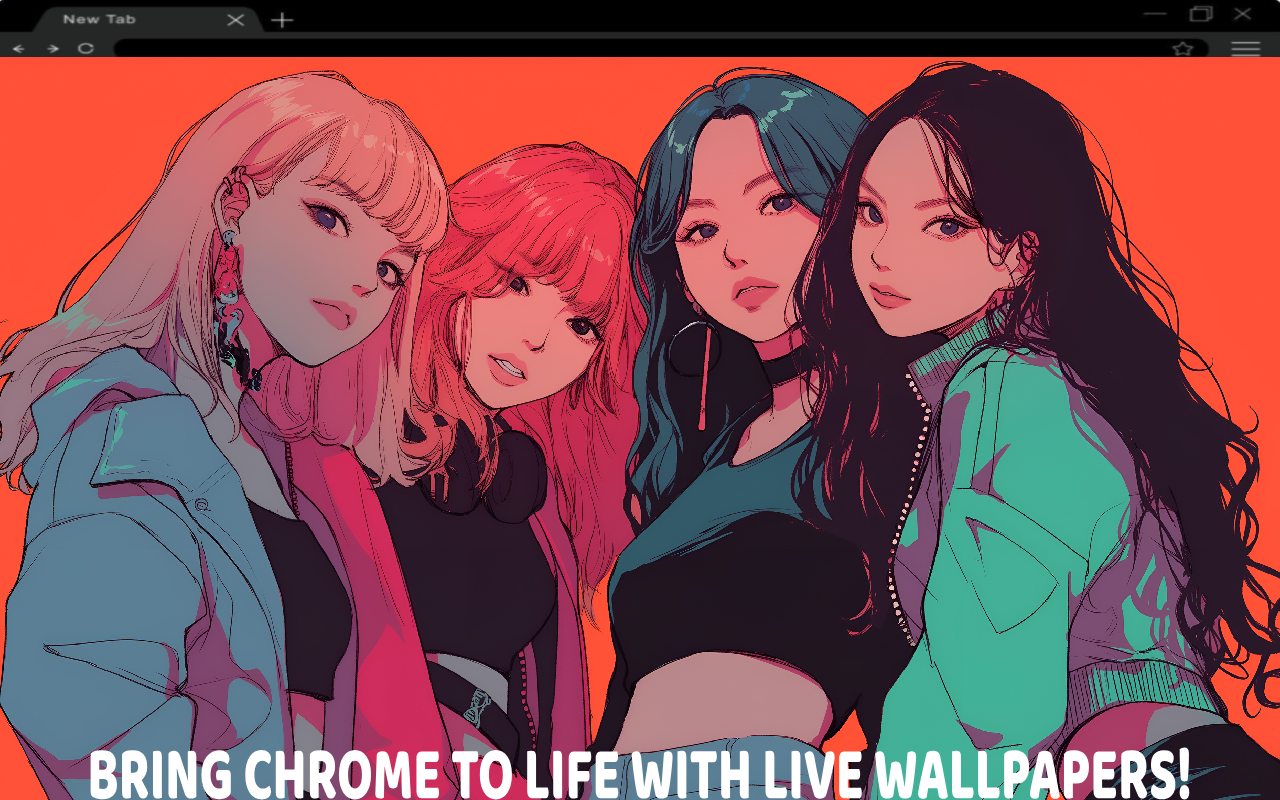 Blackpink Cartoon K-pop Art Live Wallpaper - 截图 2