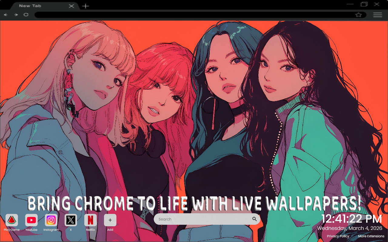 Blackpink Cartoon K-pop Art Live Wallpaper - 截图 3