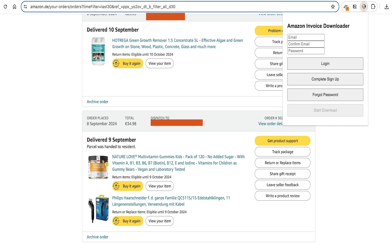Amazon Invoice Downloader - 截图 2