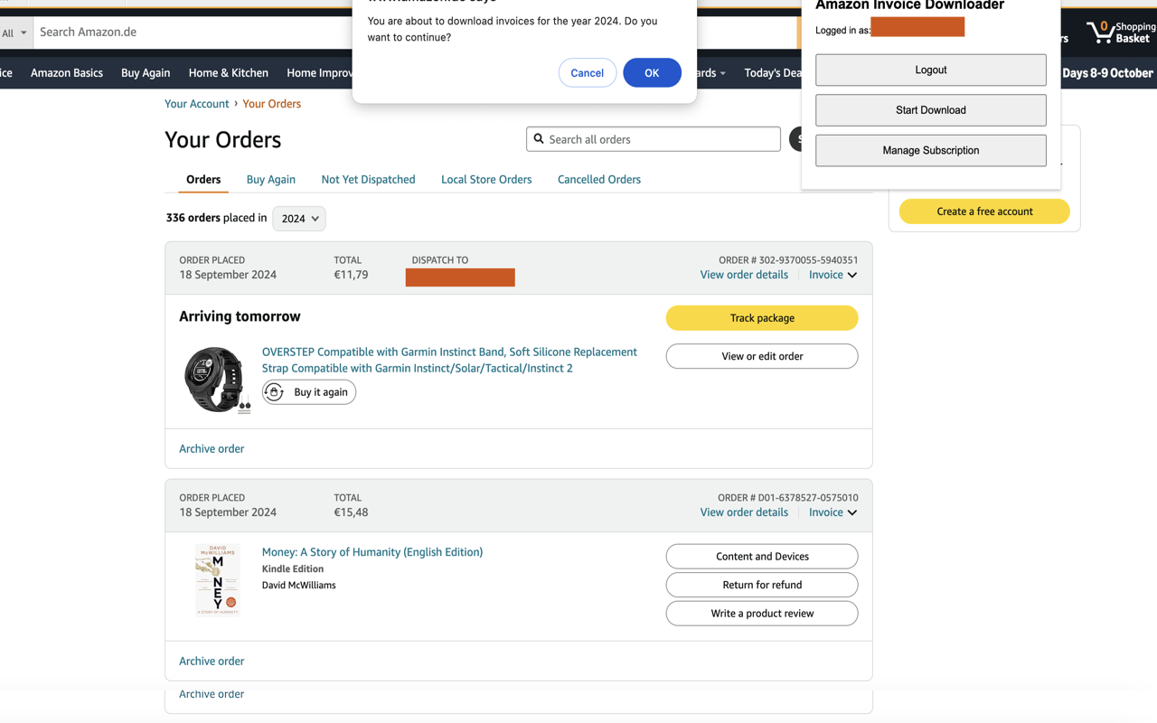 Amazon Invoice Downloader - 截图 4